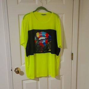 Shein Curve 4xl Neon Yellow Mesh Shirt
